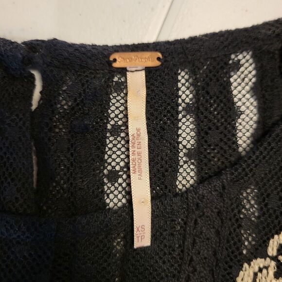 Free People Jocelyn Victorian Style Lace Tunic Top Gothic Swiss Dot Sheer Mesh - Picture 10 of 14